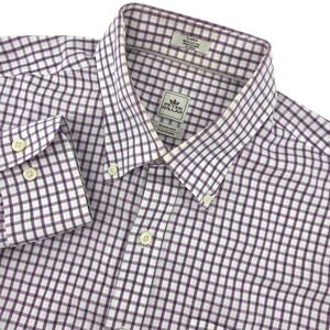 Peter Millar Nanolux Easy Care Mens L Purple Check Button‎ Down Casual Preppy